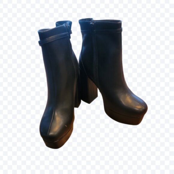 Scoop Slingback Kitten Heel Black Platform Boots - Picture 2 of 15